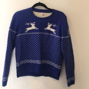 Vintage look wool sweater with reindeer pattern